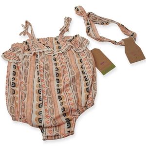 Savannah Romper Headband Set Organic Cotton Size 3 - 6 Months Baby NEW